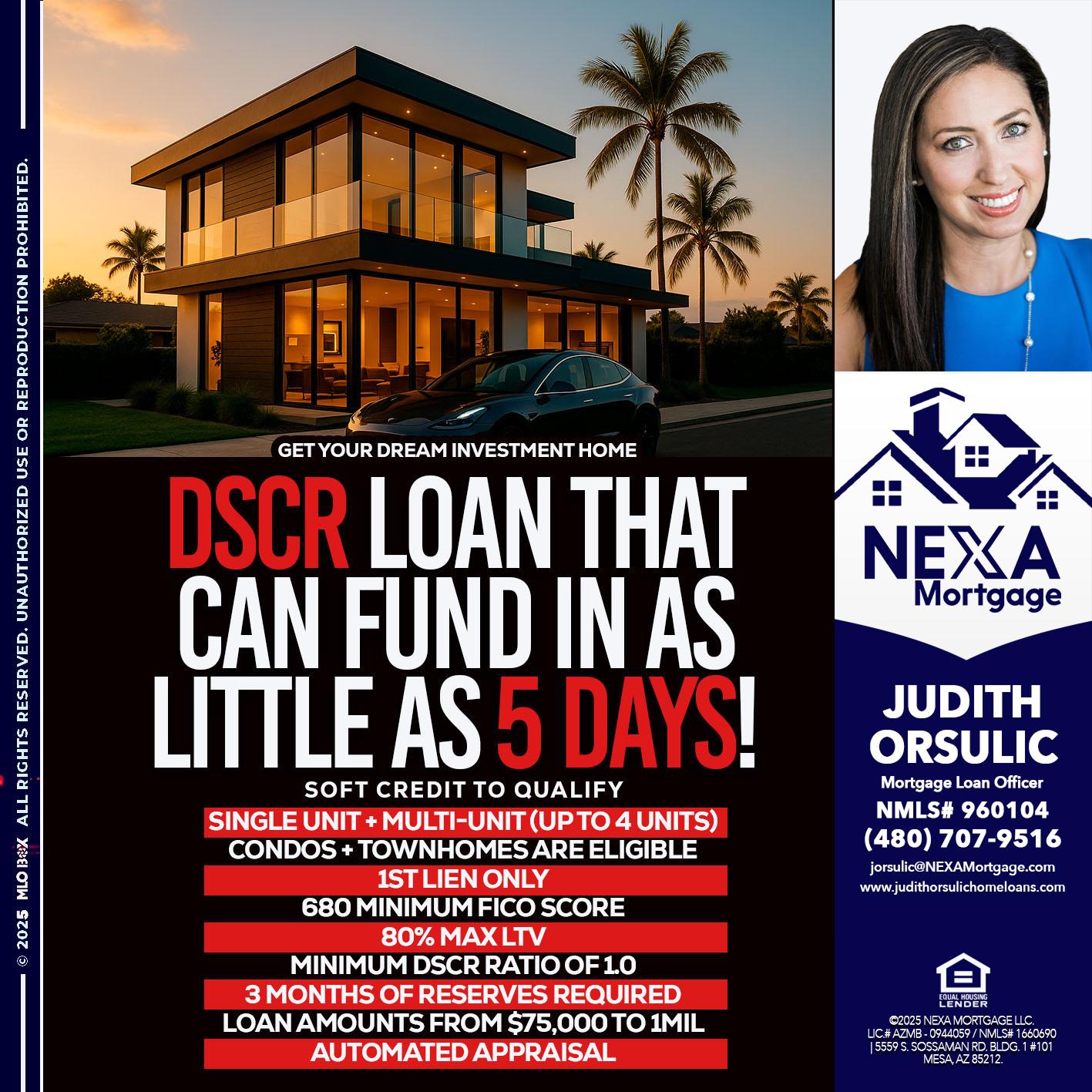 DSCR LOAN - Judith Orsulic -Mortgage Loan Officer