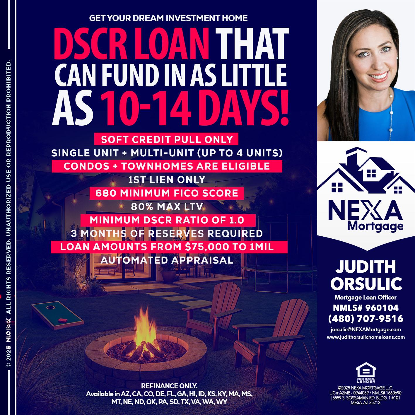 DSCR LOAN - Judith Orsulic -Mortgage Loan Officer