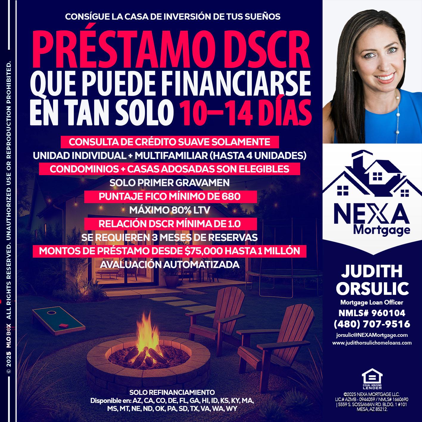 PRESTAMOS DSCR - Judith Orsulic -Mortgage Loan Officer