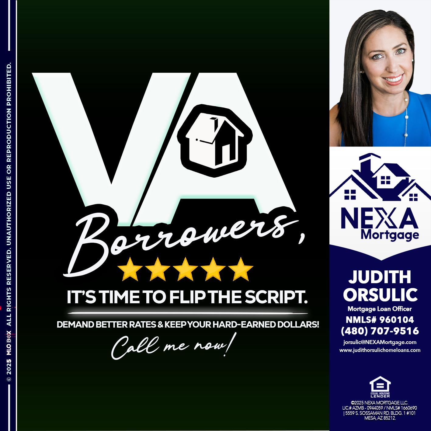 VA BORROWERS - Judith Orsulic -Mortgage Loan Officer