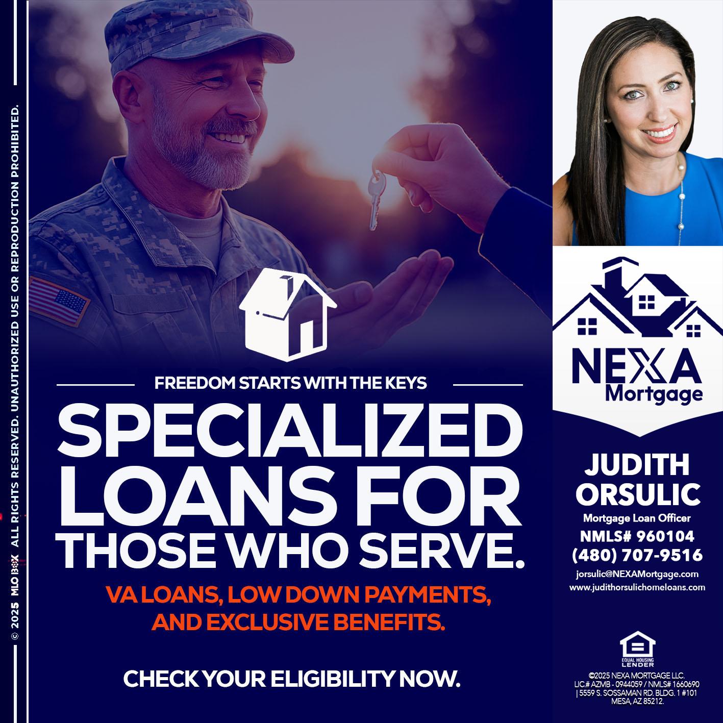 SPECIALIZED LOANS - Judith Orsulic -Mortgage Loan Officer