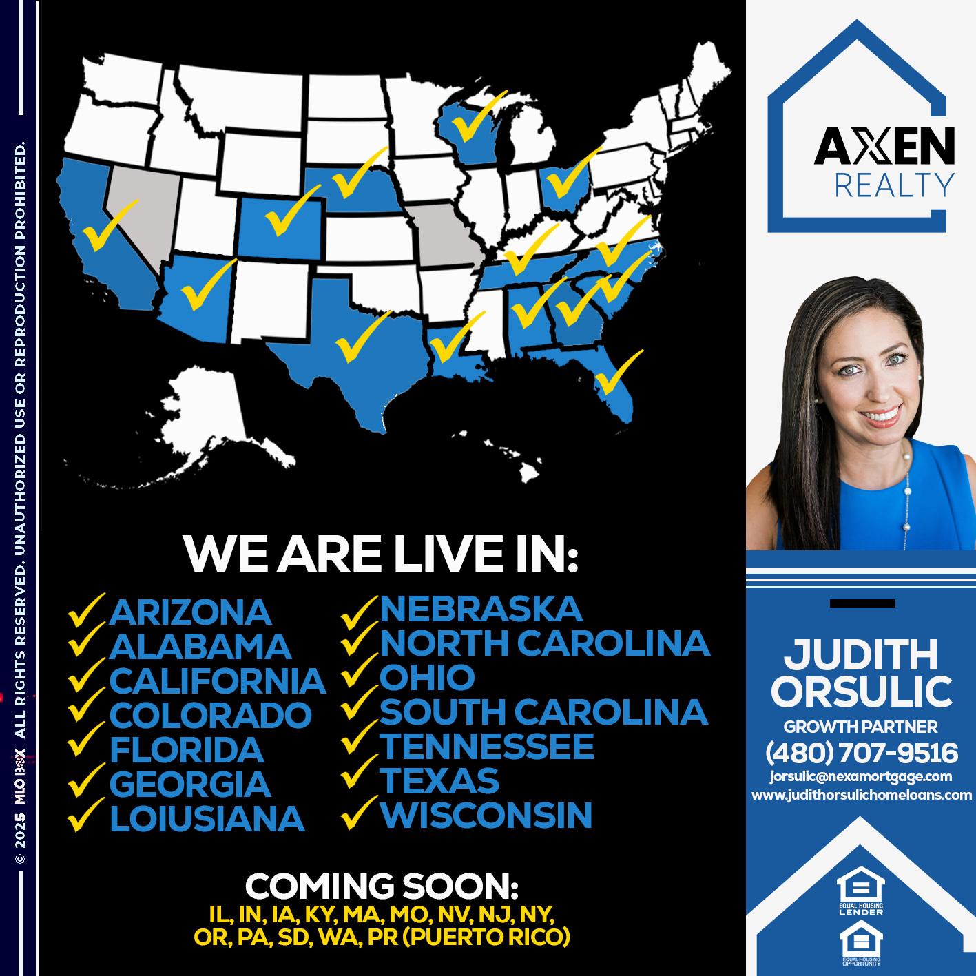 we are live in NEBRASKA - Judith Orsulic -Mortgage Loan Officer