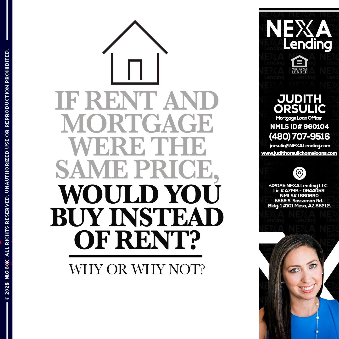 IF RENT - Judith Orsulic -Mortgage Loan Officer