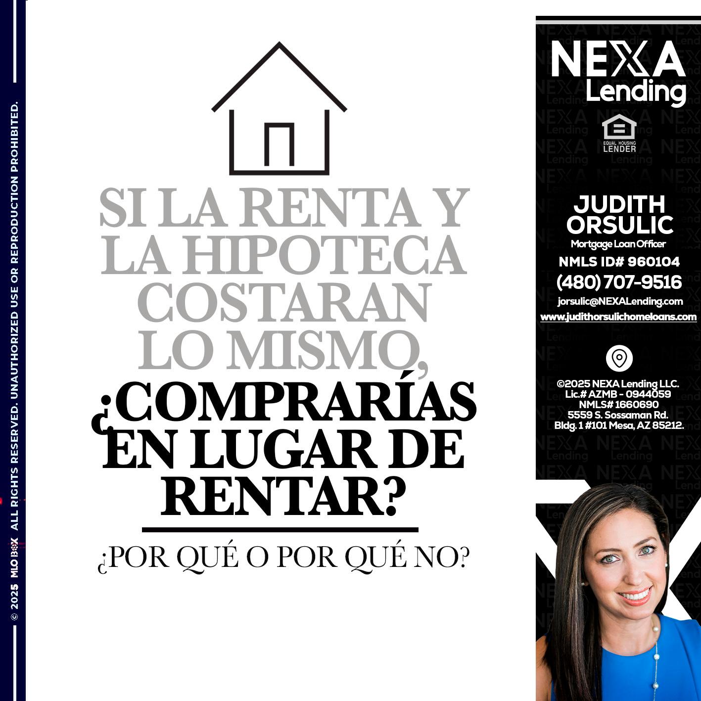 SI LA RENTA - Judith Orsulic -Mortgage Loan Officer