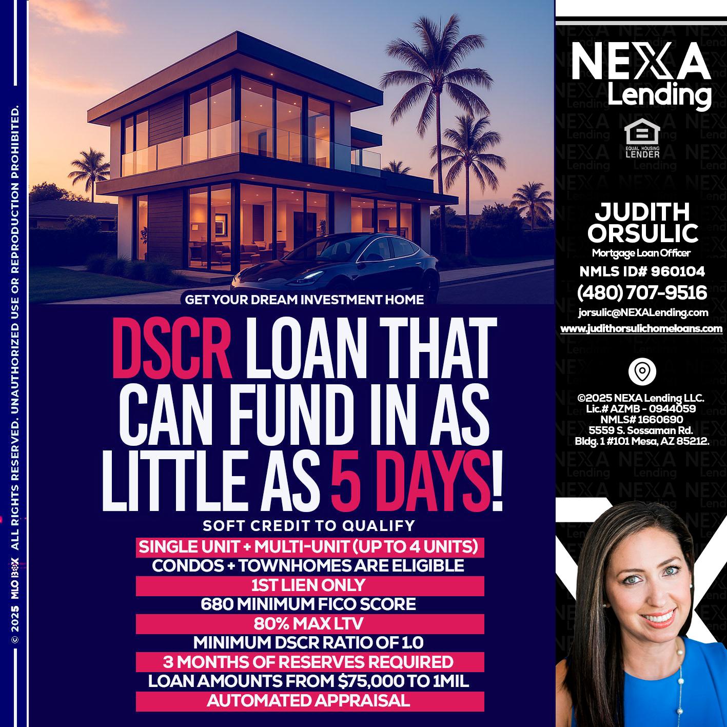 DSCR - Judith Orsulic -Mortgage Loan Officer