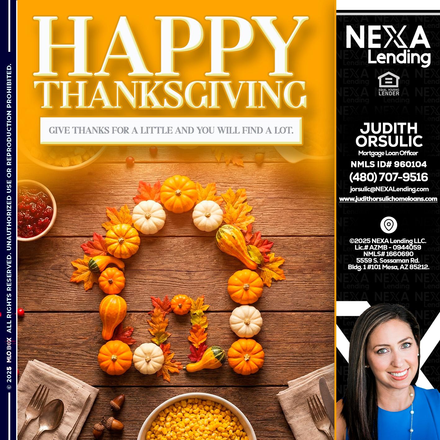 HAPPY THANKSGIVING - Judith Orsulic -Mortgage Loan Officer