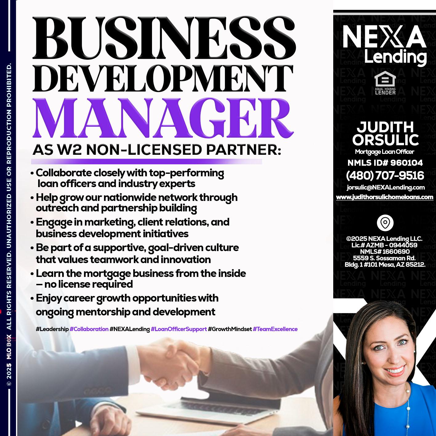 business development - Judith Orsulic -Mortgage Loan Officer