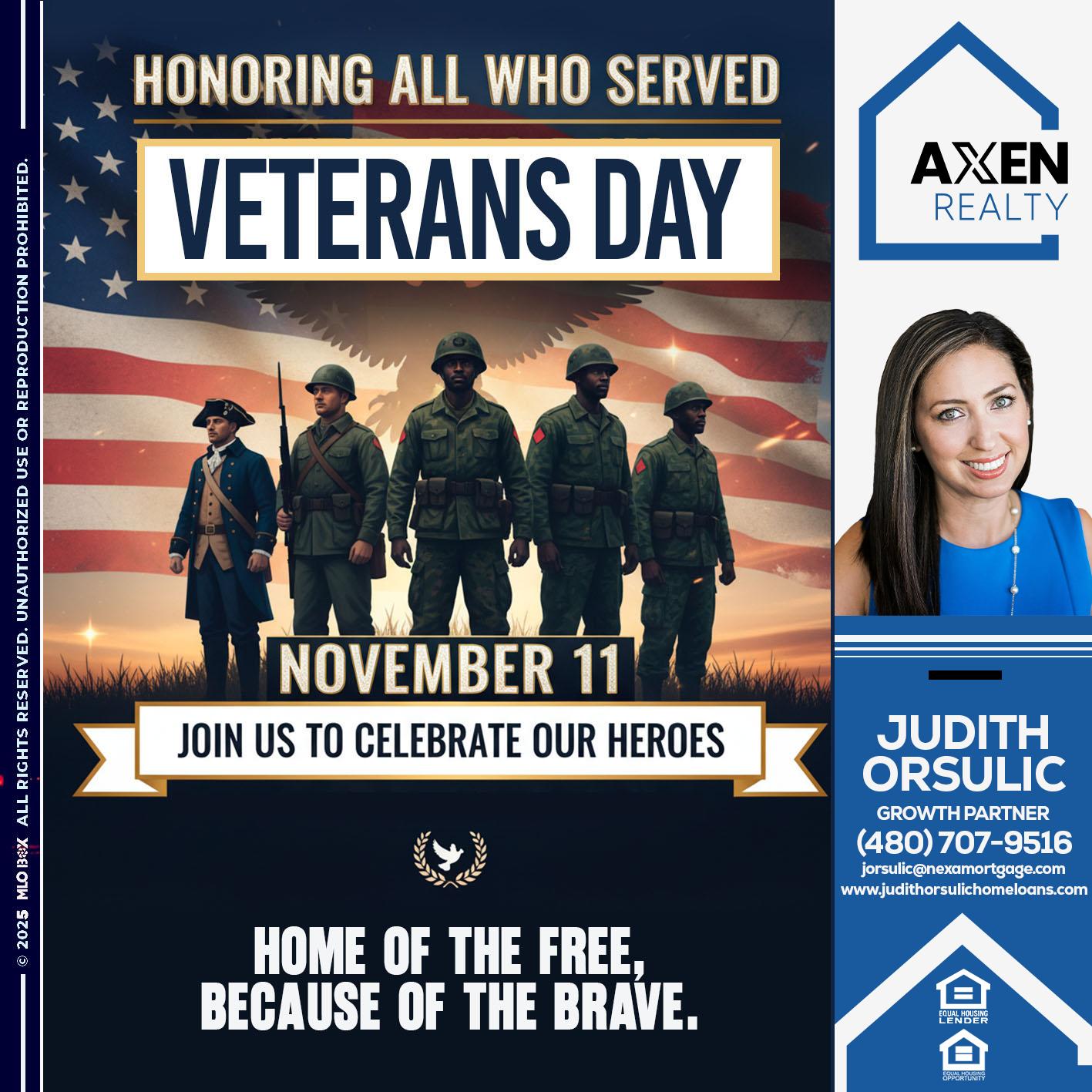 VETERANS DAY - Judith Orsulic -Mortgage Loan Officer