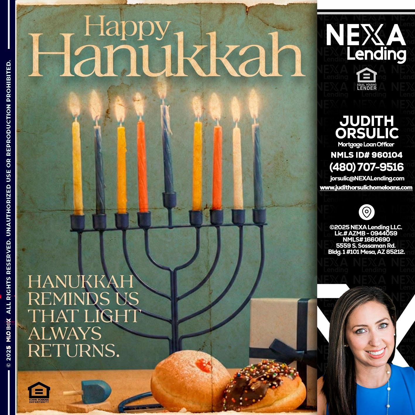 HAPPY HANUKKAH - Judith Orsulic -Mortgage Loan Officer