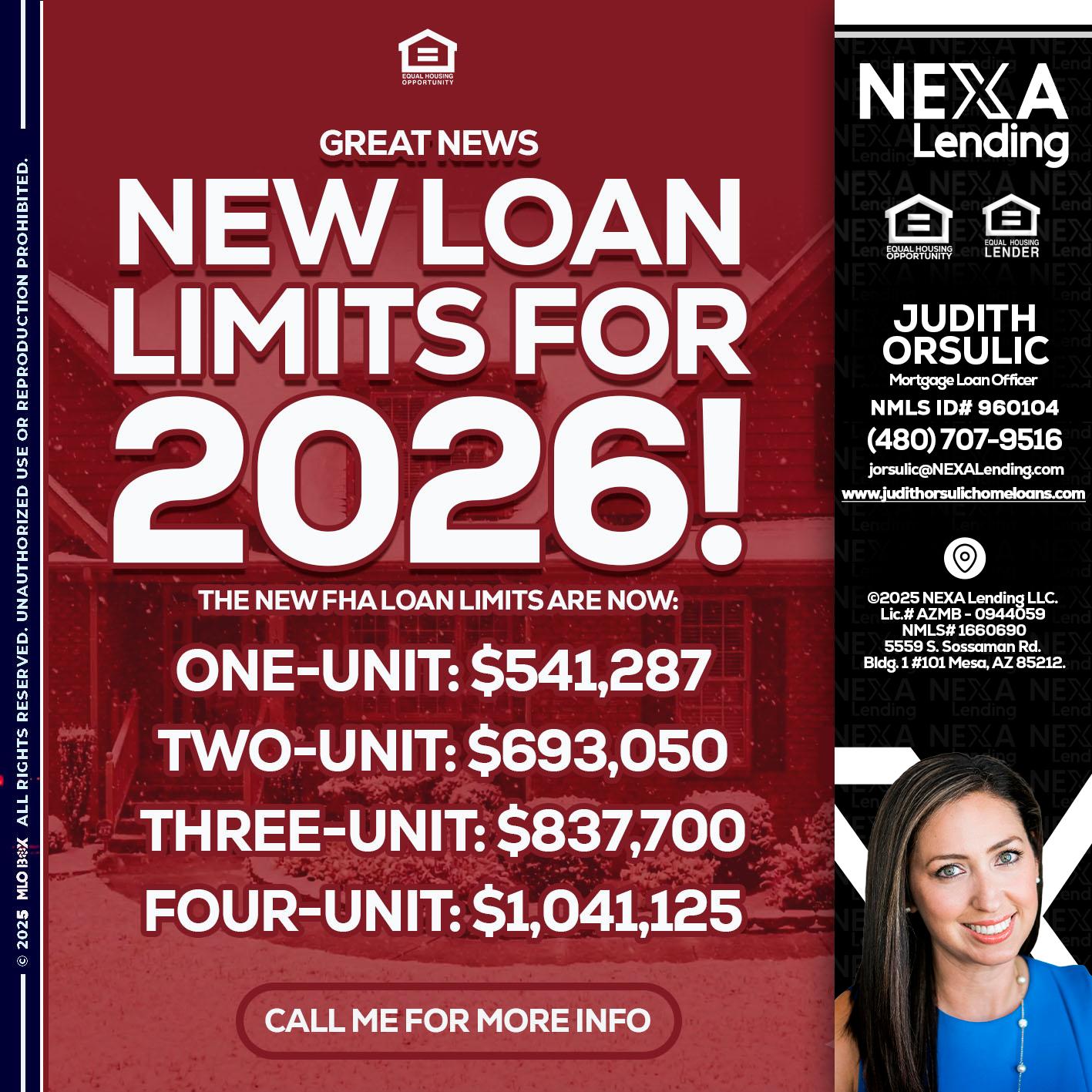 loan limits - Judith Orsulic -Mortgage Loan Officer