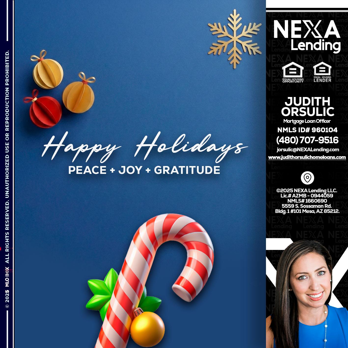 HAPPY HOLIDAYS - Judith Orsulic -Mortgage Loan Officer