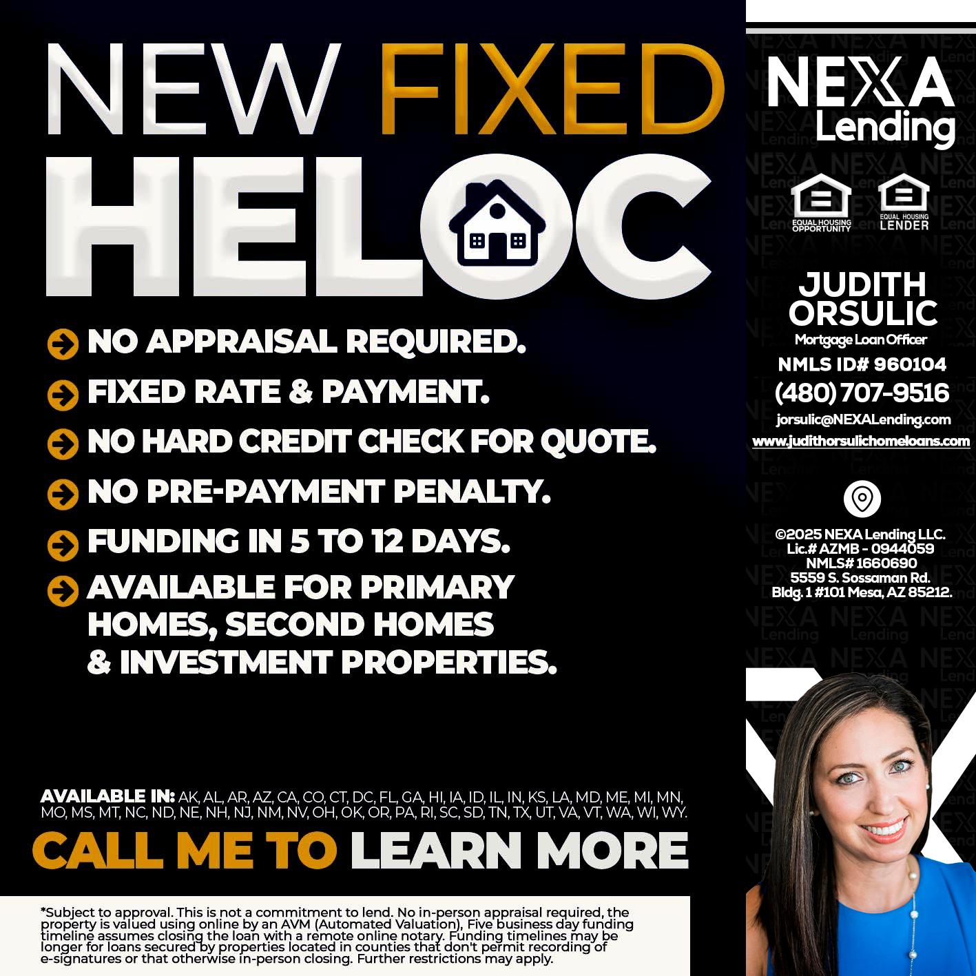HELOC - Judith Orsulic -Mortgage Loan Officer