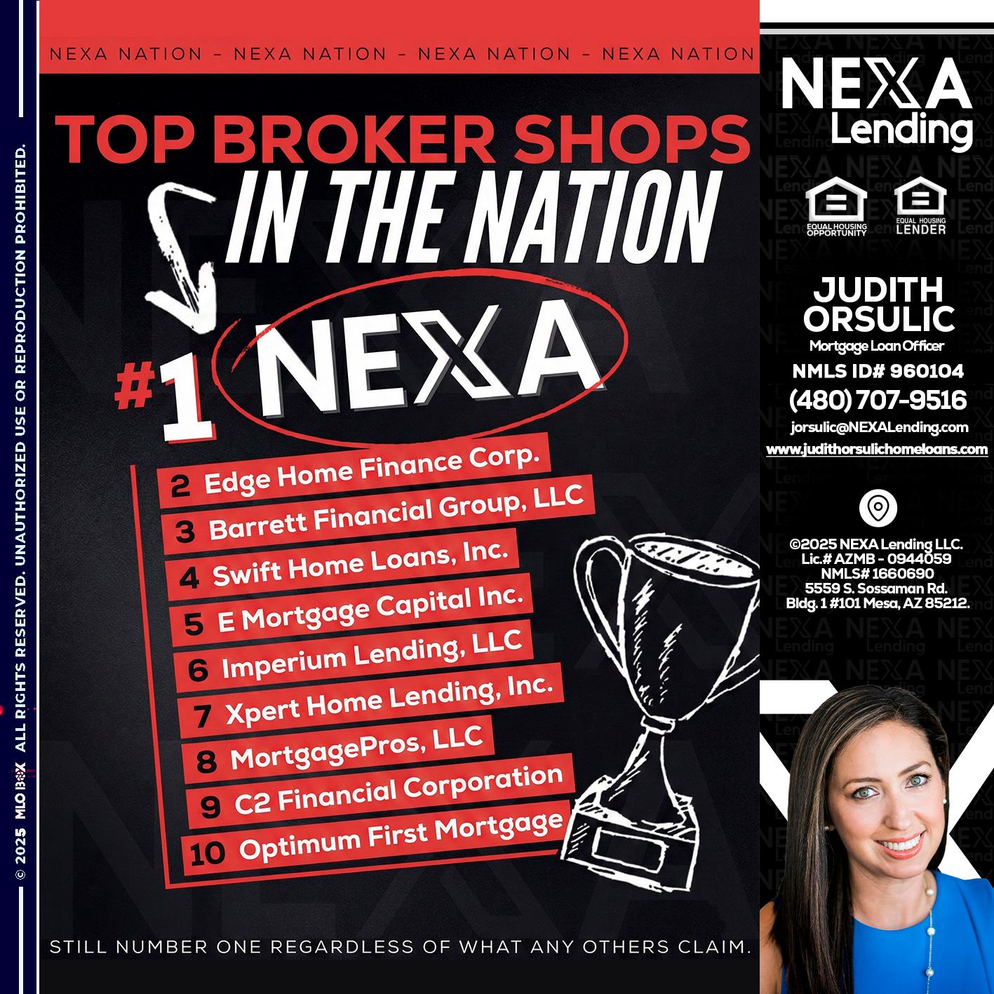 top broker - Judith Orsulic -Mortgage Loan Officer