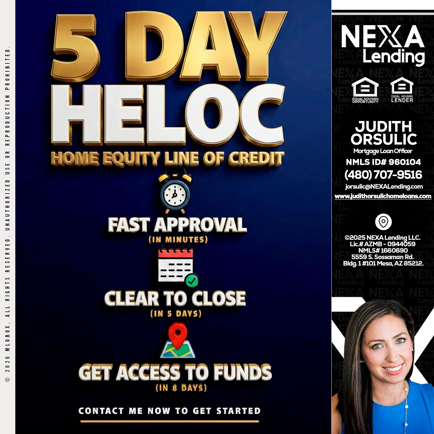 5 day hello - Judith Orsulic -Mortgage Loan Officer