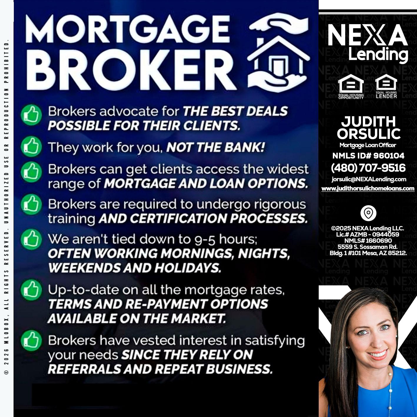 MORTGAGE BROKER - Judith Orsulic -Mortgage Loan Officer