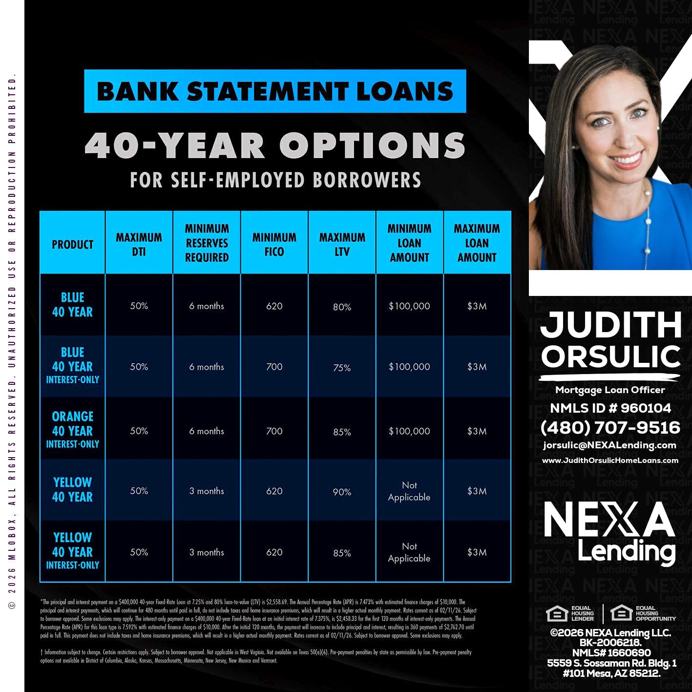 40 YR. OPTIONS - Judith Orsulic -Mortgage Loan Officer
