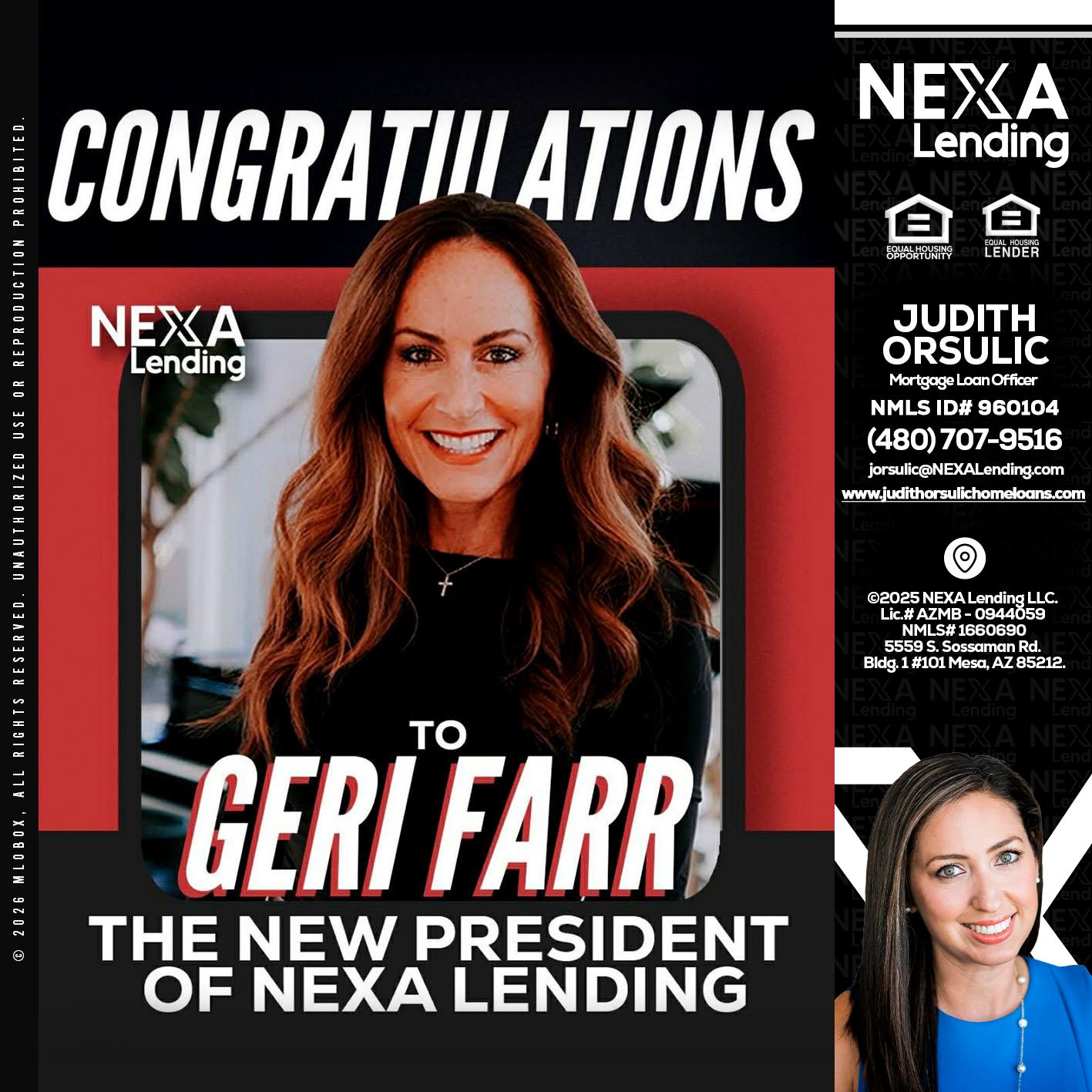 CONGRATULATIONS - Judith Orsulic -Mortgage Loan Officer