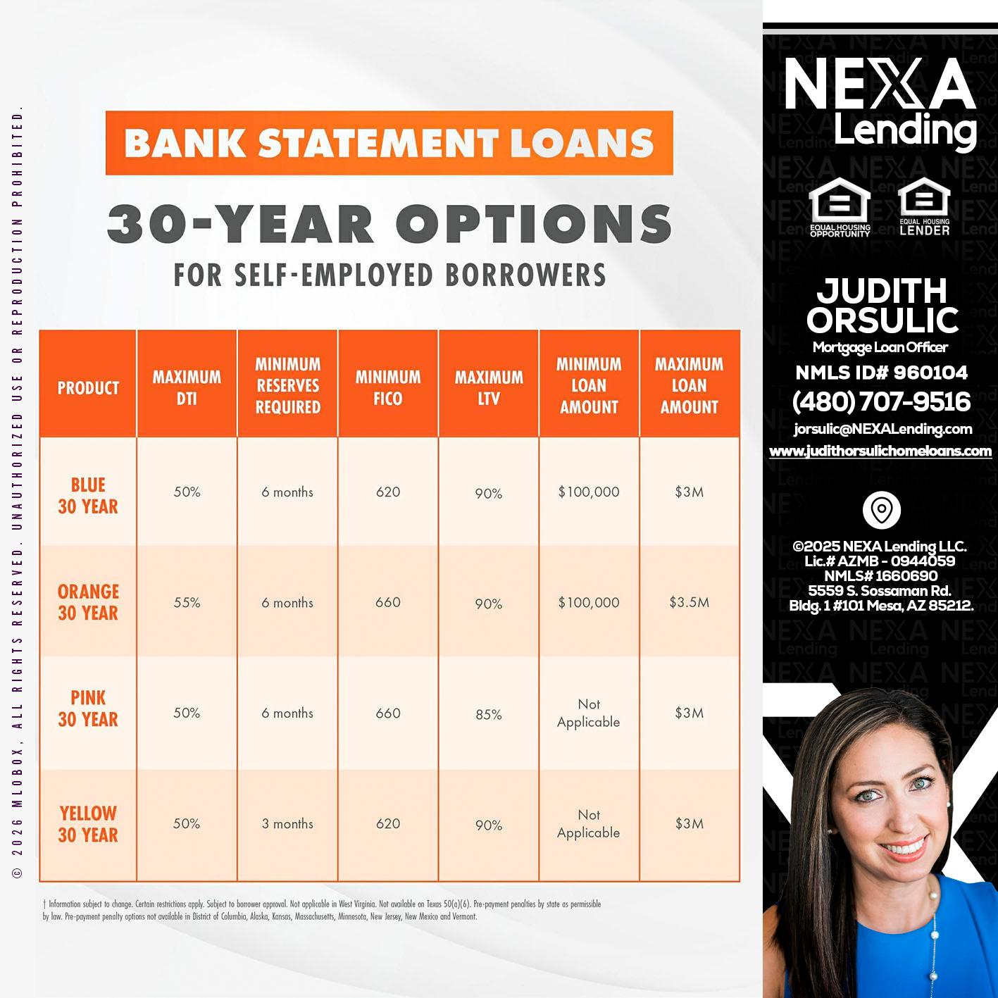 30 YEARS OPTIONS - Judith Orsulic -Mortgage Loan Officer