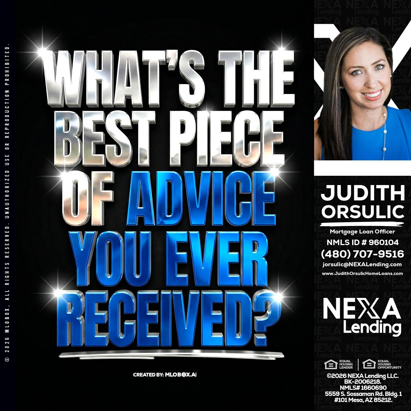 WHATS THE BEST - Judith Orsulic -Mortgage Loan Officer