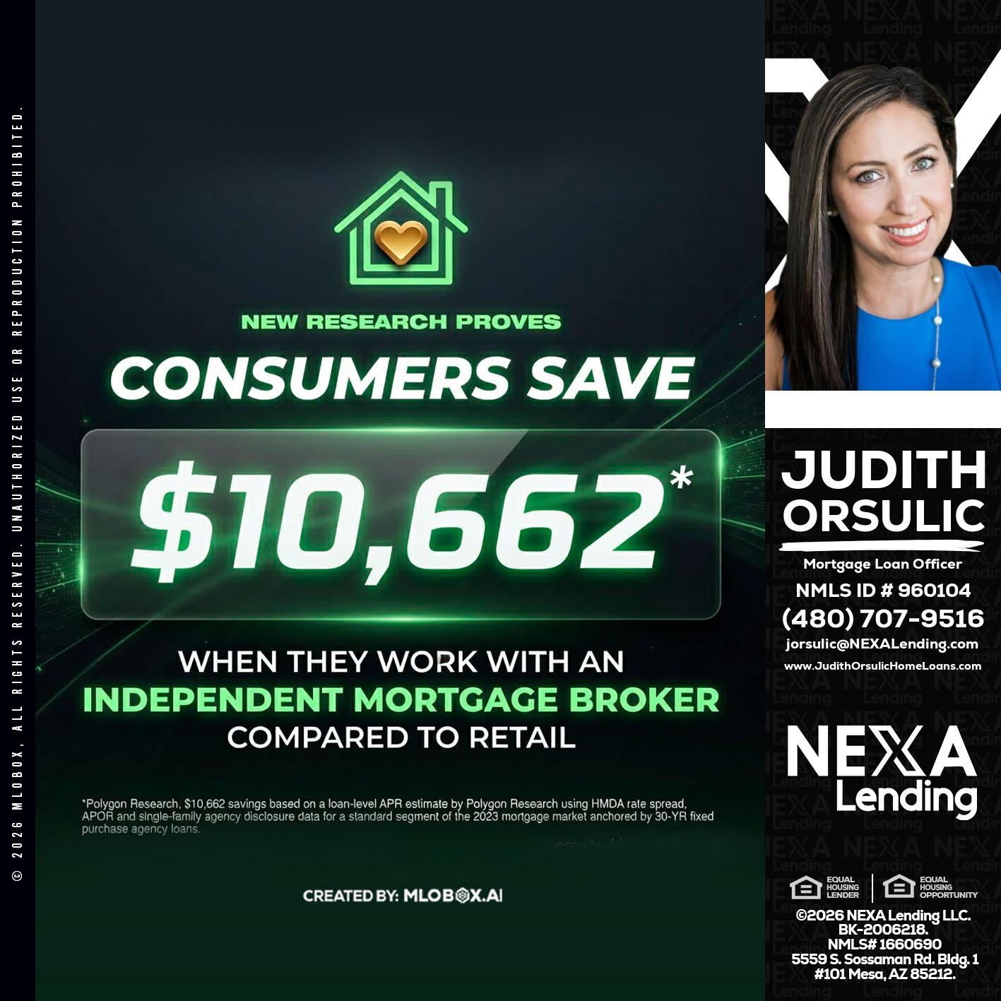 10,662 - Judith Orsulic -Mortgage Loan Officer