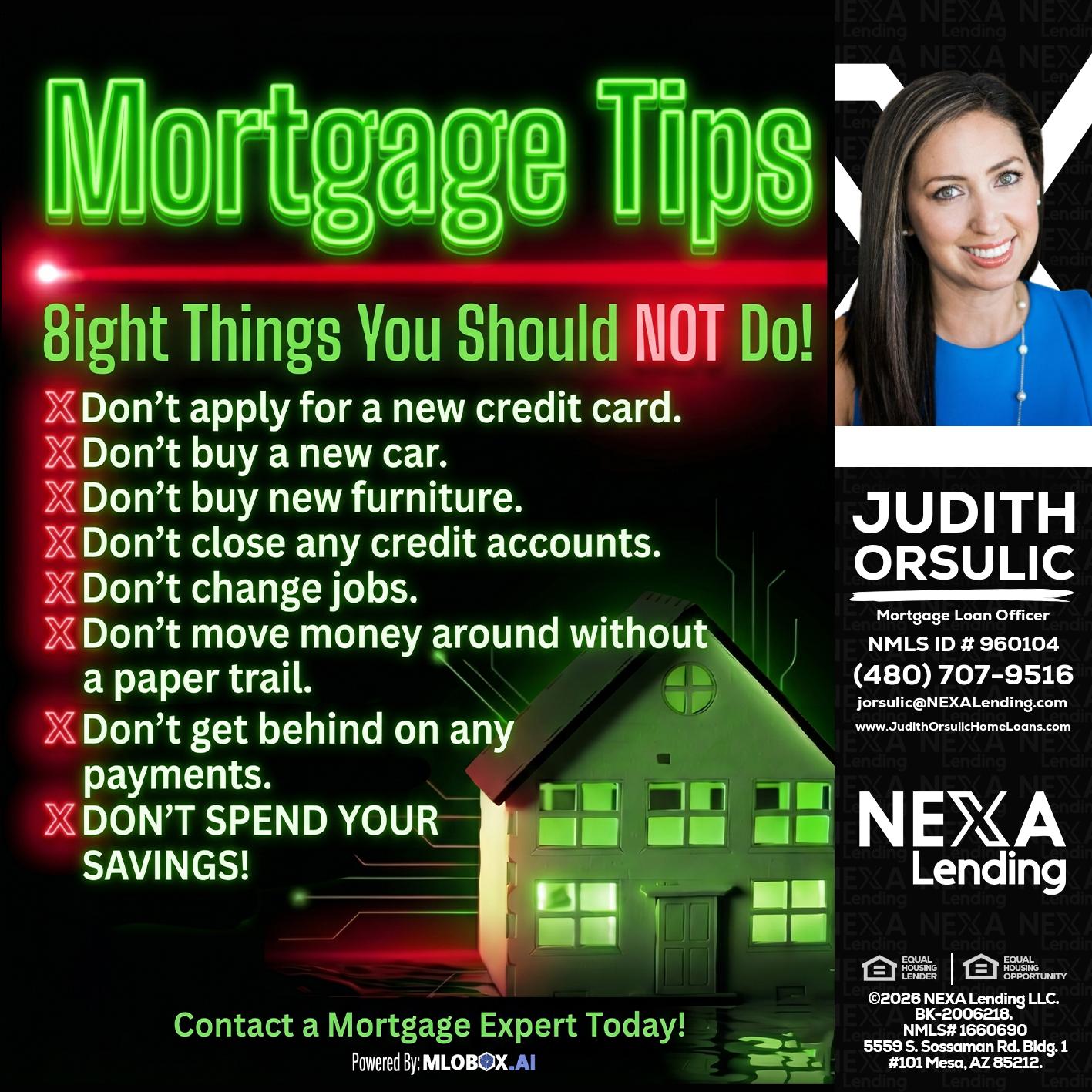 Mortgage Tips at your Door - Judith Orsulic -Mortgage Loan Officer