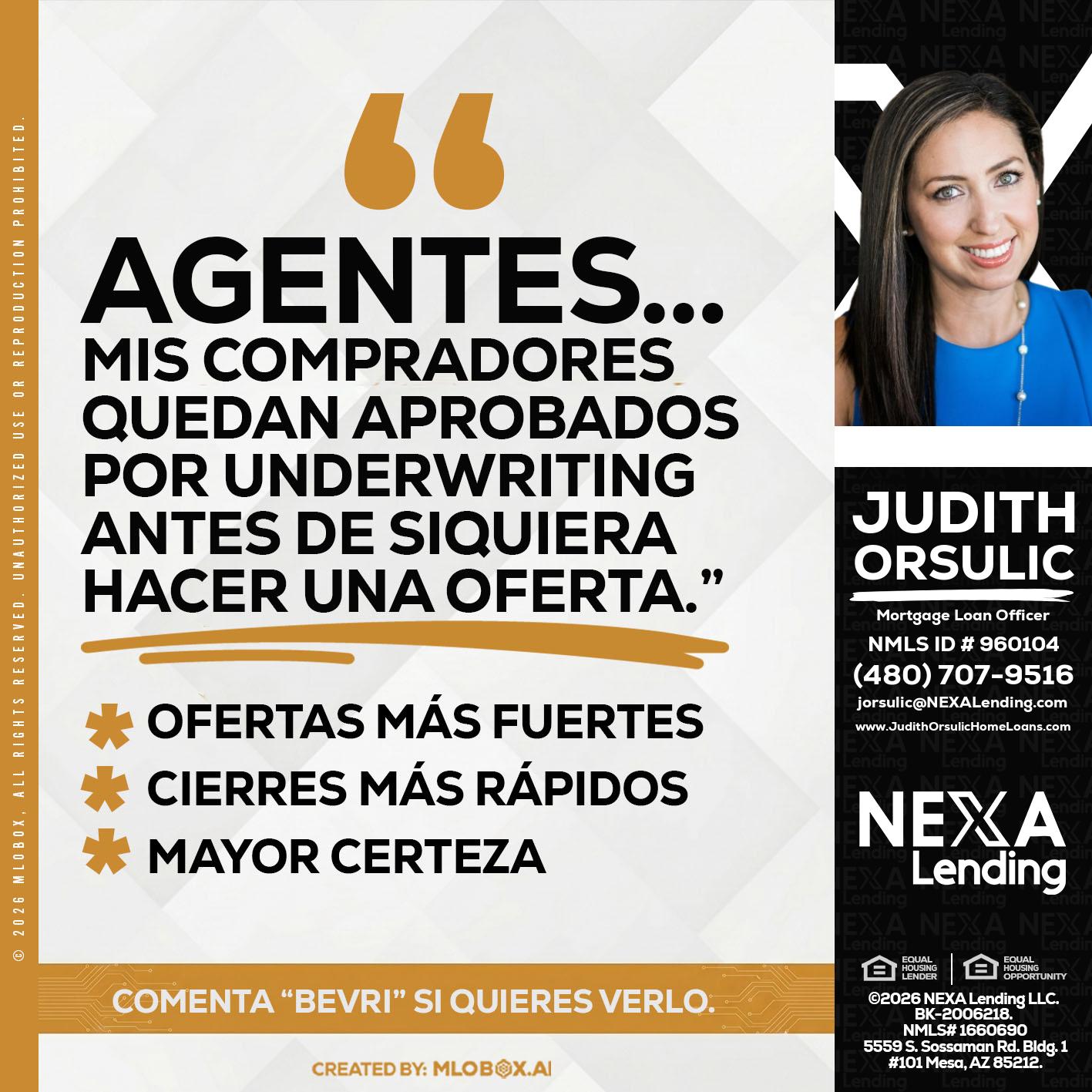 AGENTES - Judith Orsulic -Mortgage Loan Officer