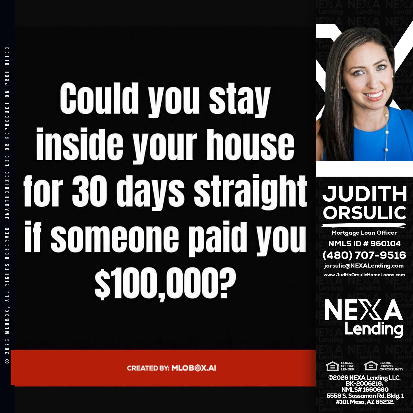 COULD YOU STAY - Judith Orsulic -Mortgage Loan Officer