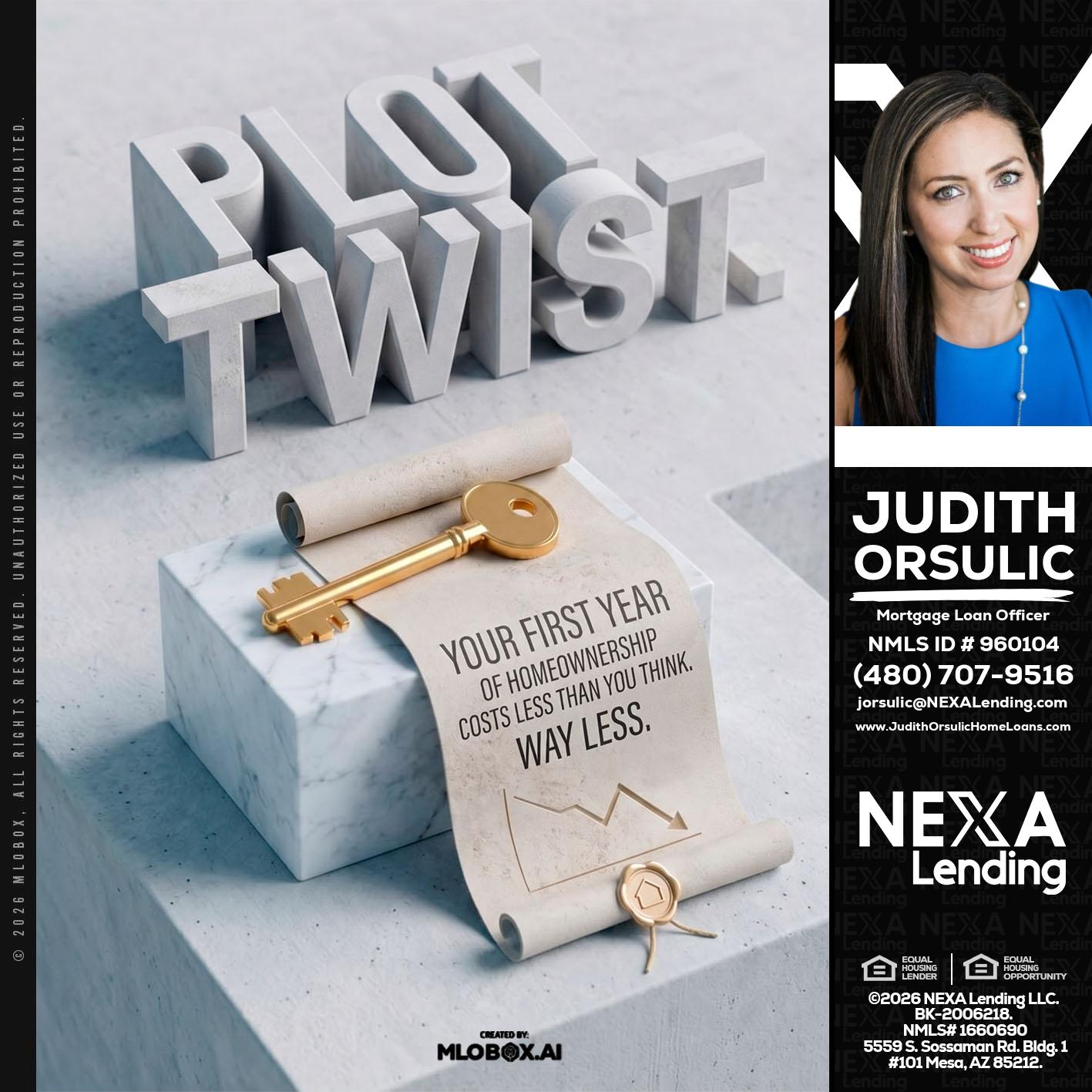 PLOT TWIST - Judith Orsulic -Mortgage Loan Officer