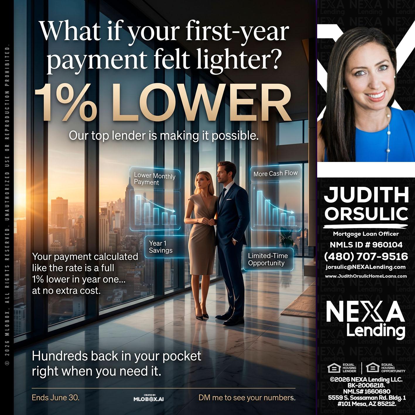 1% LOWER - Judith Orsulic -Mortgage Loan Officer