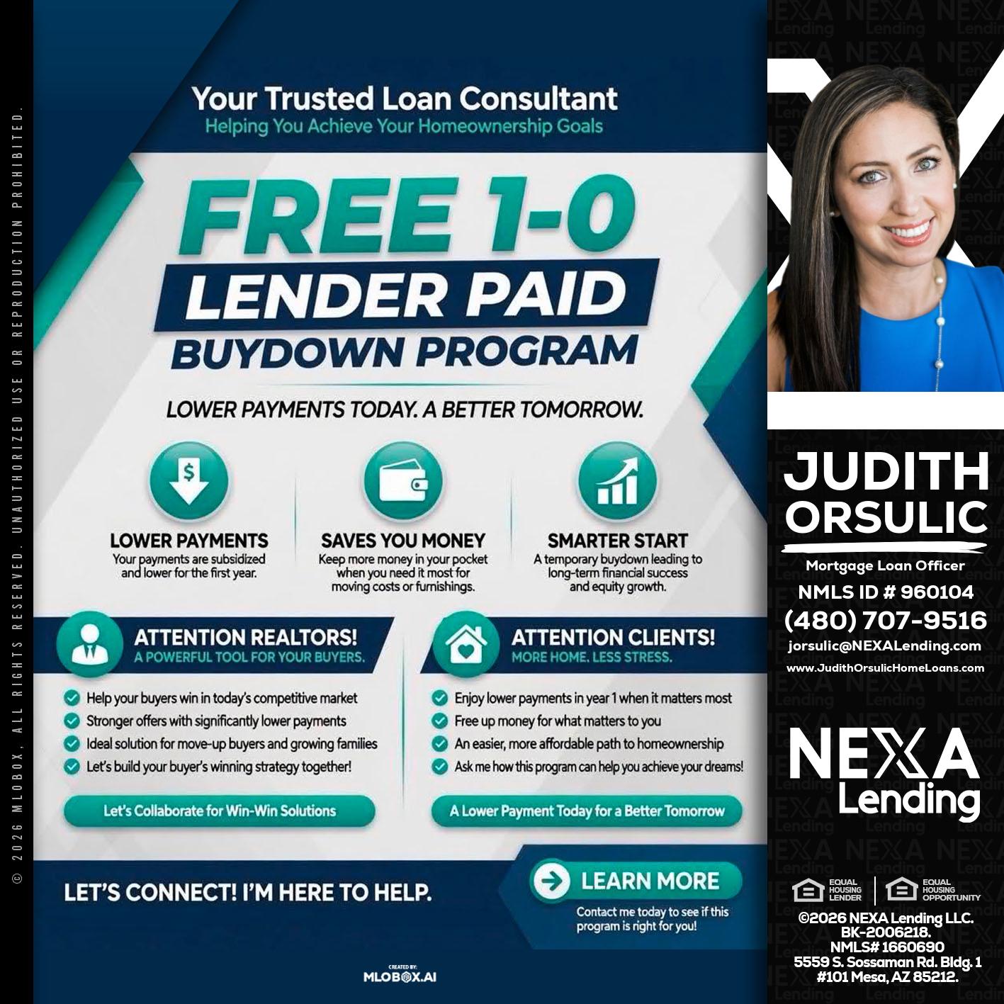 FREE 1-0 - Judith Orsulic -Mortgage Loan Officer