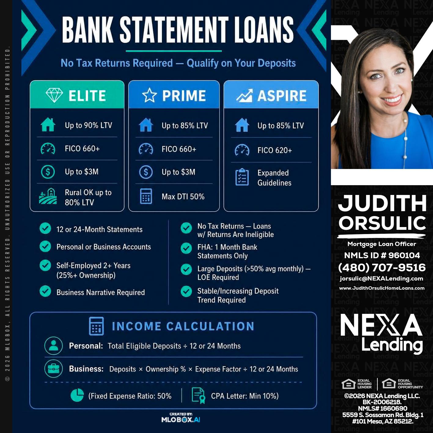 BANK STATEMENT - Judith Orsulic -Mortgage Loan Officer