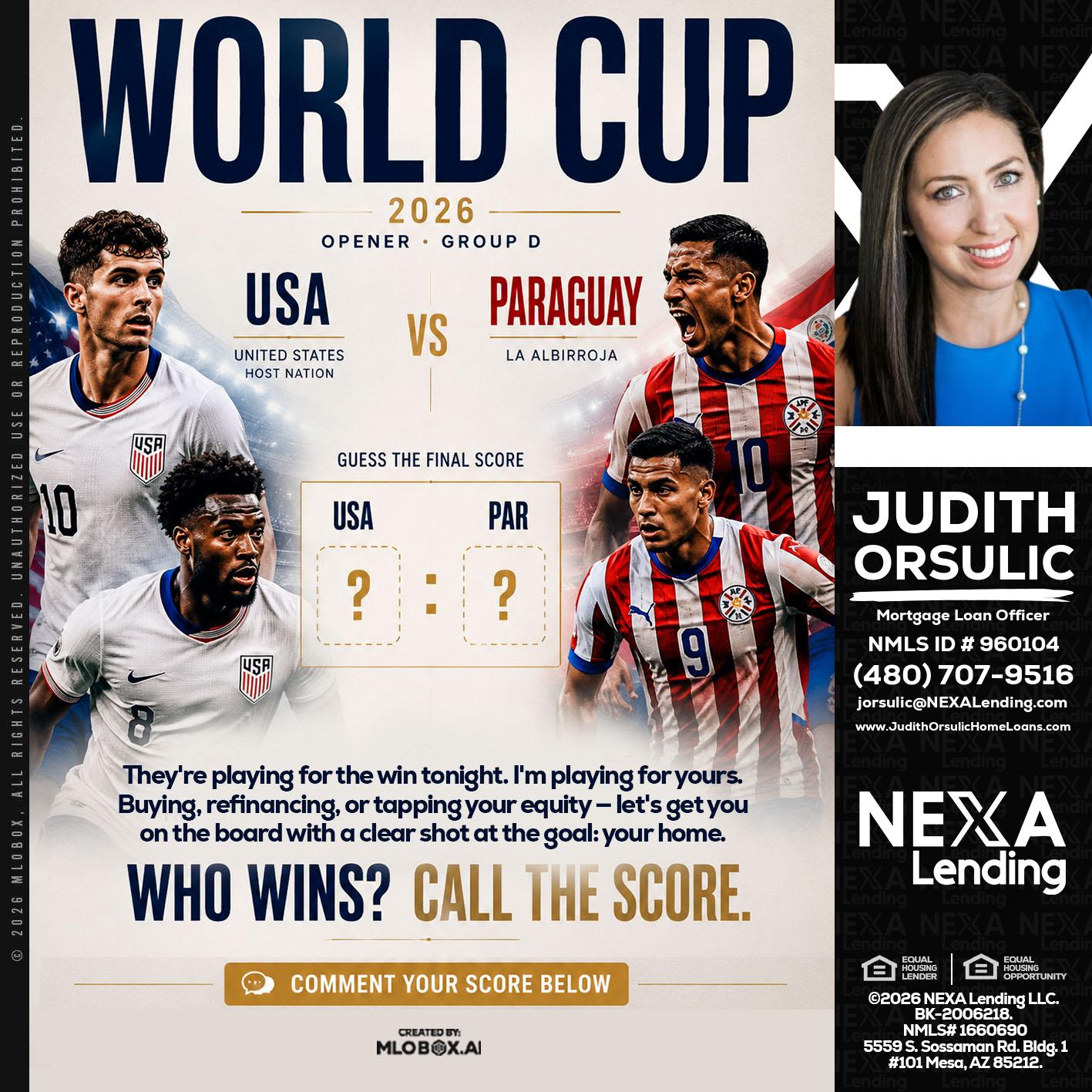 WORLD CUP 2026 - Judith Orsulic -Mortgage Loan Officer