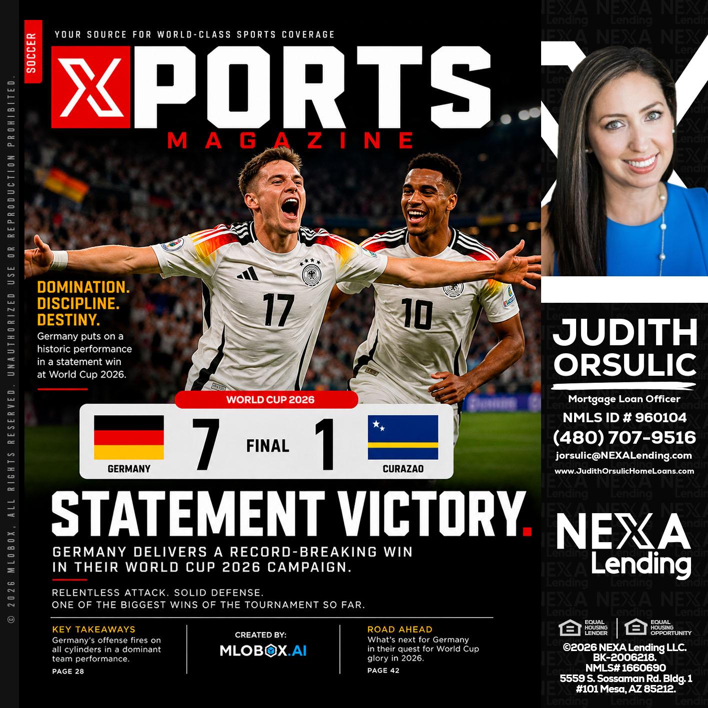 GERMANY VS CURASSAO (7-1) - Judith Orsulic -Mortgage Loan Officer