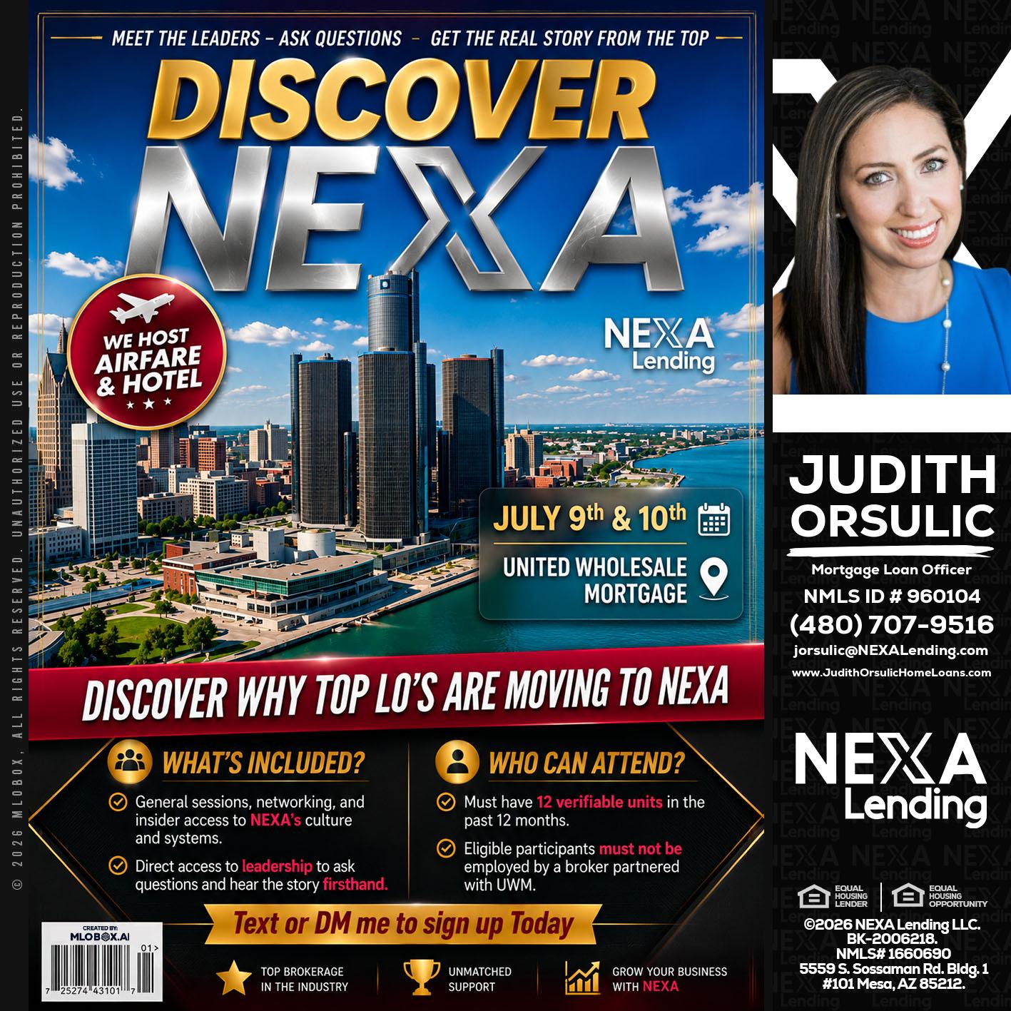 DISCOVER NEXA - Judith Orsulic -Mortgage Loan Officer