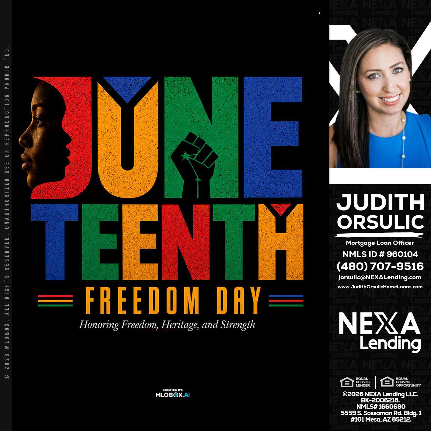 Juneteenth - Judith Orsulic -Mortgage Loan Officer