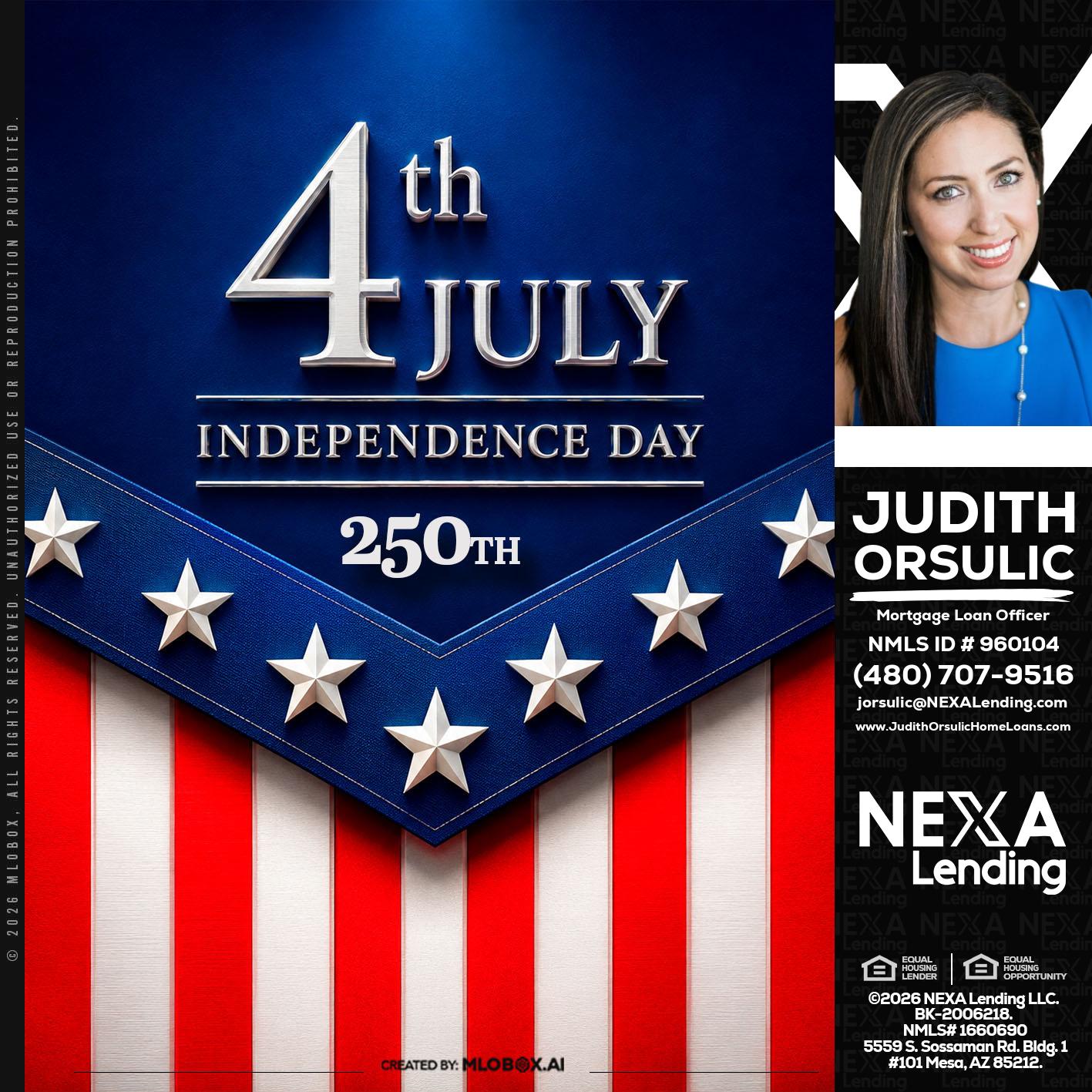 4th of july - Judith Orsulic -Mortgage Loan Officer