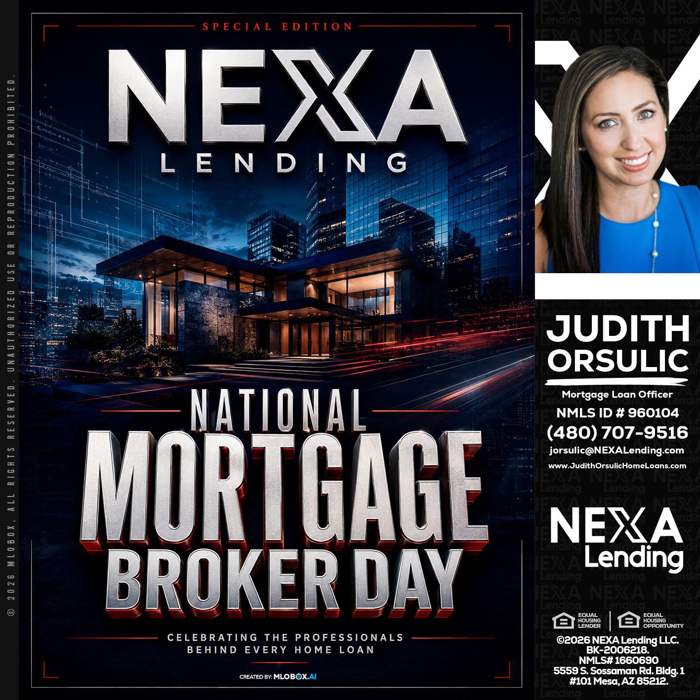 NATIONAL MORTGAGE BROKER DAY - Judith Orsulic -Mortgage Loan Officer