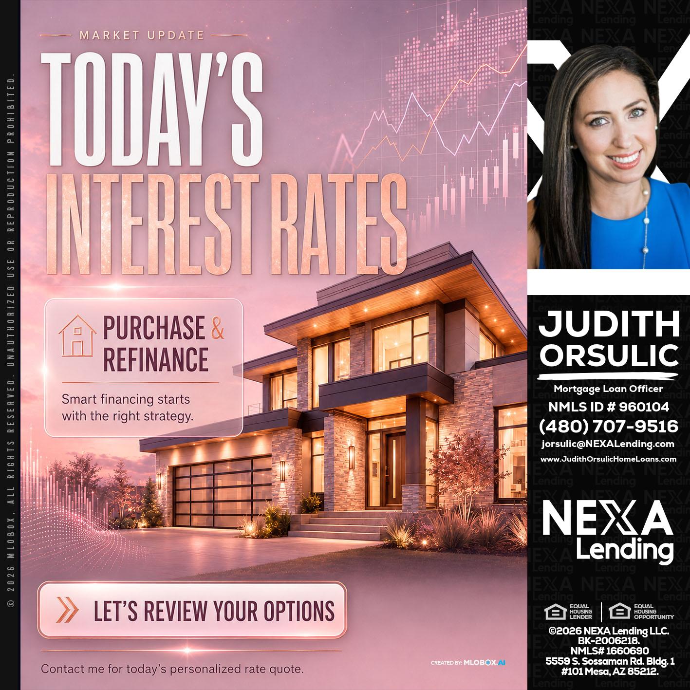 todays interest rates - Judith Orsulic -Mortgage Loan Officer