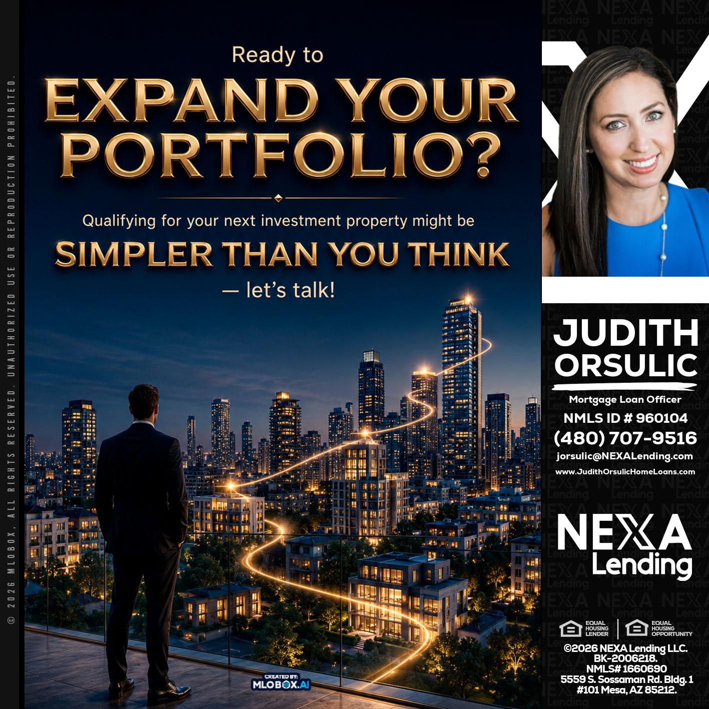 expand you portfolio - Judith Orsulic -Mortgage Loan Officer