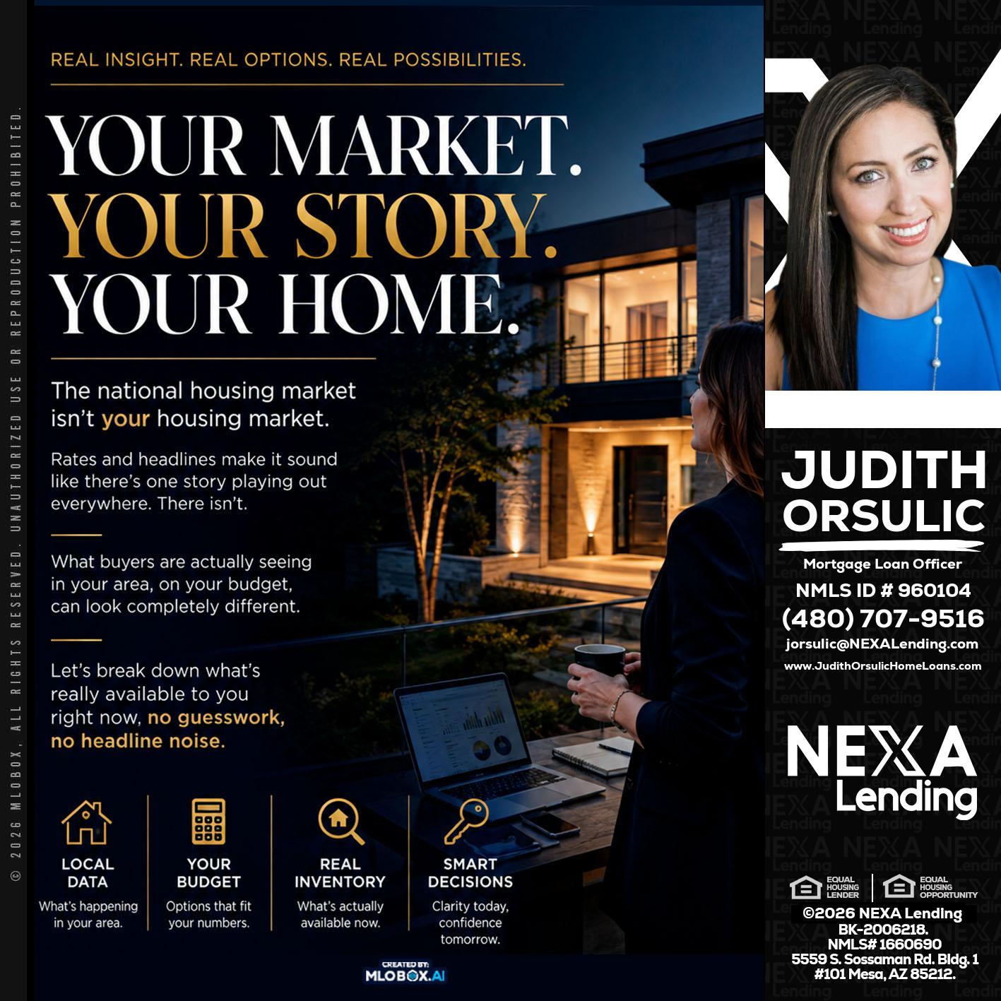 your market - Judith Orsulic -Mortgage Loan Officer